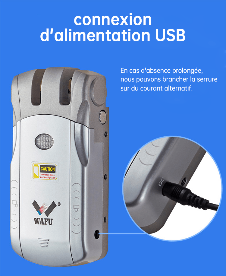 Port USB d’alimentation d’urgence de la serrure
