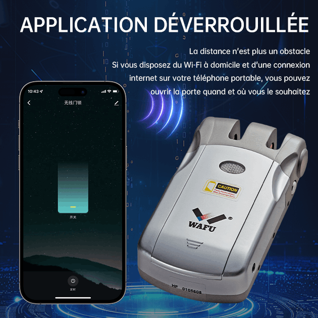 WF‑019 compatible Tuya/Smart Life, déverrouillage Bluetooth/Wi‑Fi
