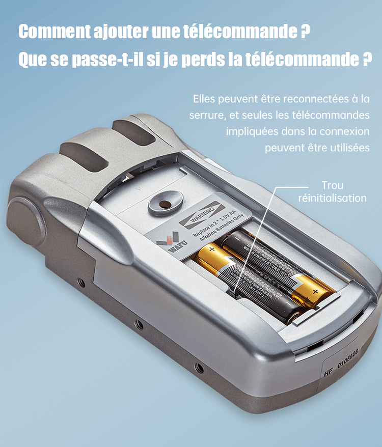 WF‑019 orifice de réinitialisation de la télécommande