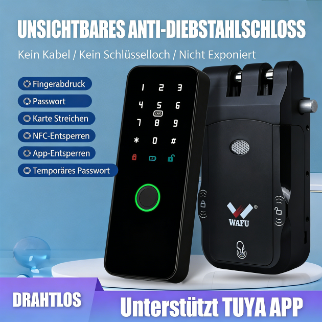WF‑026 serrure cachée sans trou avec six modes de déverrouillage