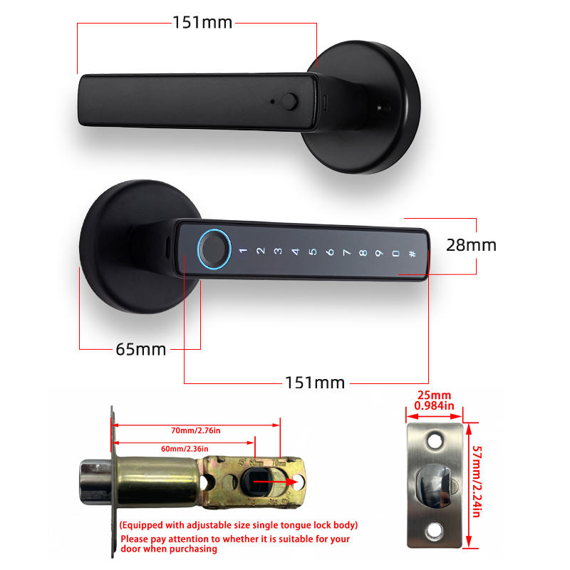 WF‑F6 dimensions du corps de serrure à pêne simple