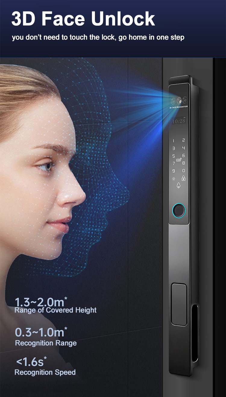 Serrure aluminium WF-021 entièrement automatique avec visage 3D et veine palmaire | Détails et configuration du produit 5