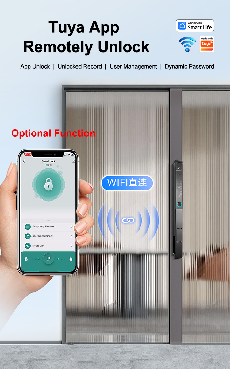 Serrure aluminium WF-021 entièrement automatique avec visage 3D et veine palmaire | Détails et configuration du produit 11