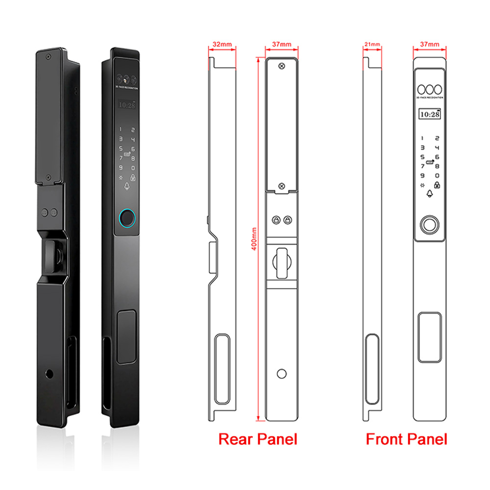 Serrure aluminium WF-021 entièrement automatique avec visage 3D et veine palmaire | Photo du produit 4