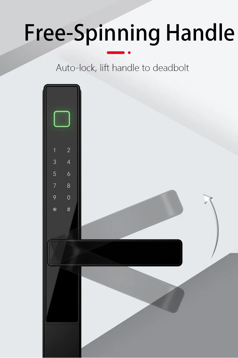 WAFU WF-V2 Thermal Break Aluminum Smart Lock — free handle auto-lock | detail image 10
