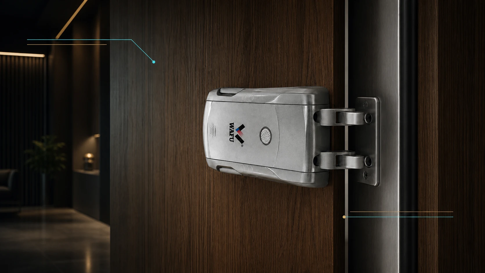Serrure intelligente invisible installée horizontalement avec gâche sur le cadre